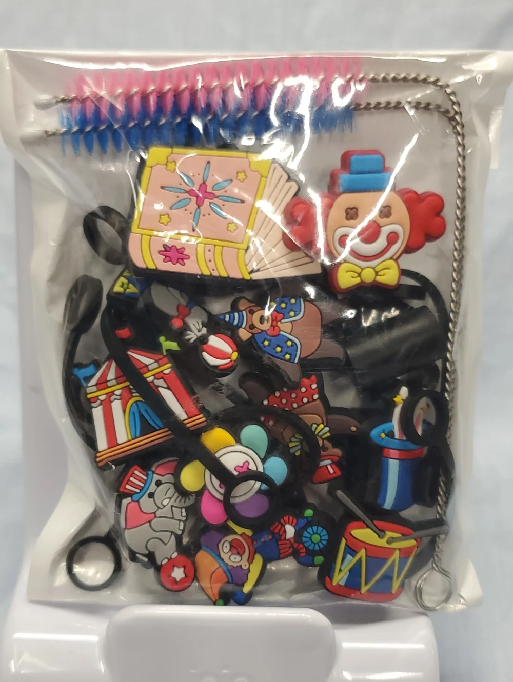 Kids Multicolor Circus Charm Straw Toppers - Unbranded